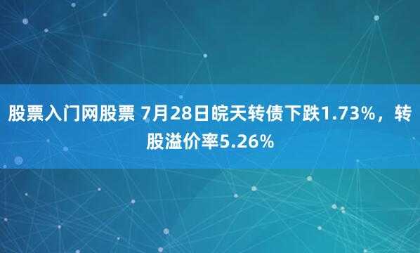 股票入门网股票 7月28日皖天转债下跌1.73%，转股溢价率5.26%